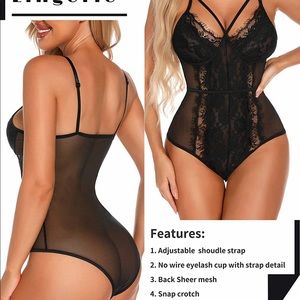 NWOT Black Lace Teddy/Bodysuit Lingerie (Size XL)